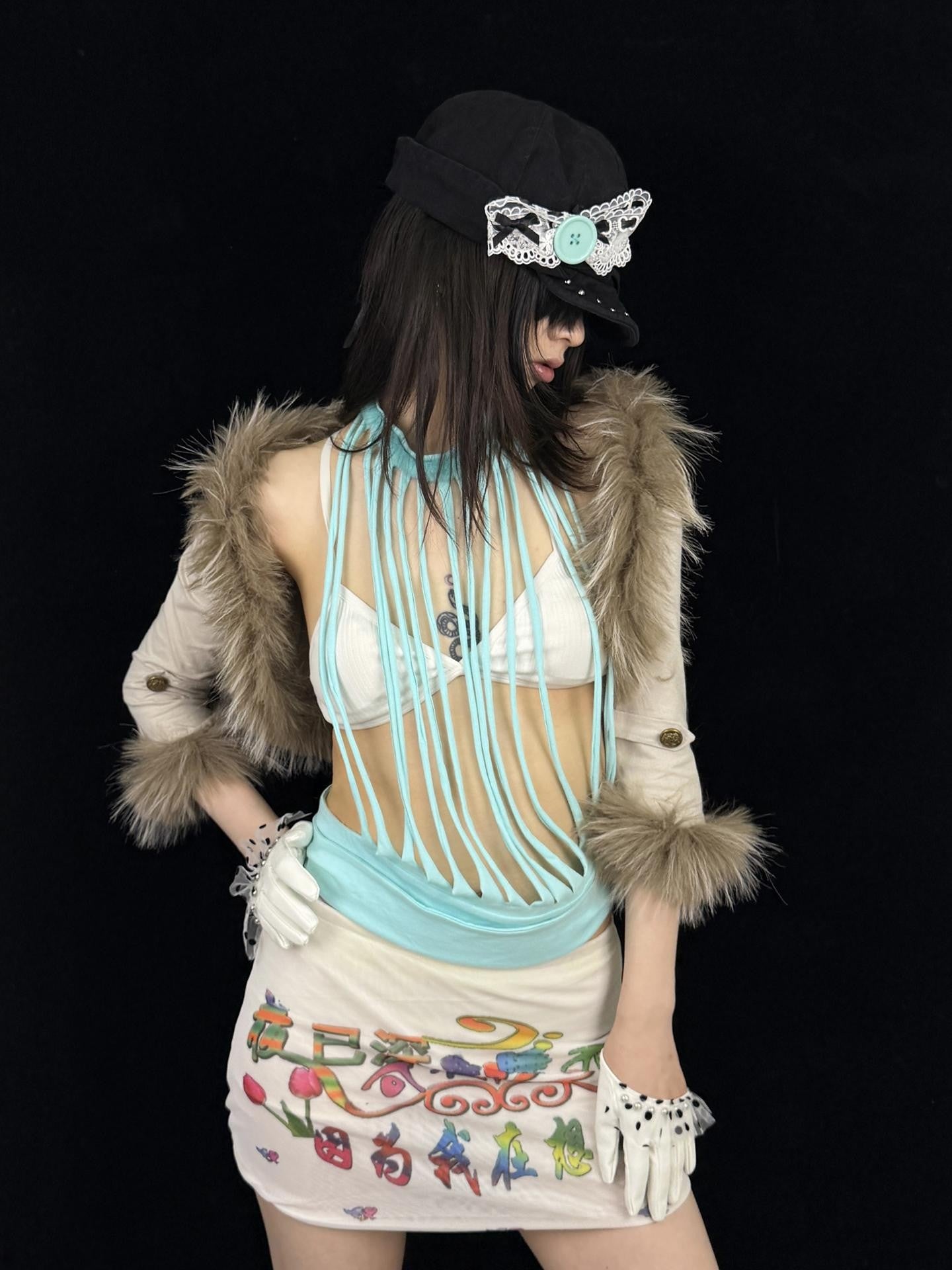 Ttsunami Multicolor Striped Layered Plush Ruffle Women&