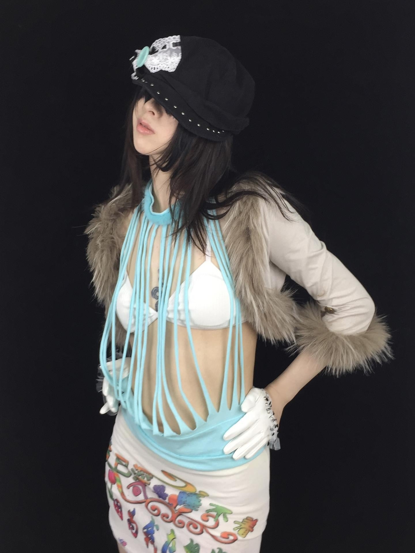 Ttsunami Multicolor Striped Layered Plush Ruffle Women&