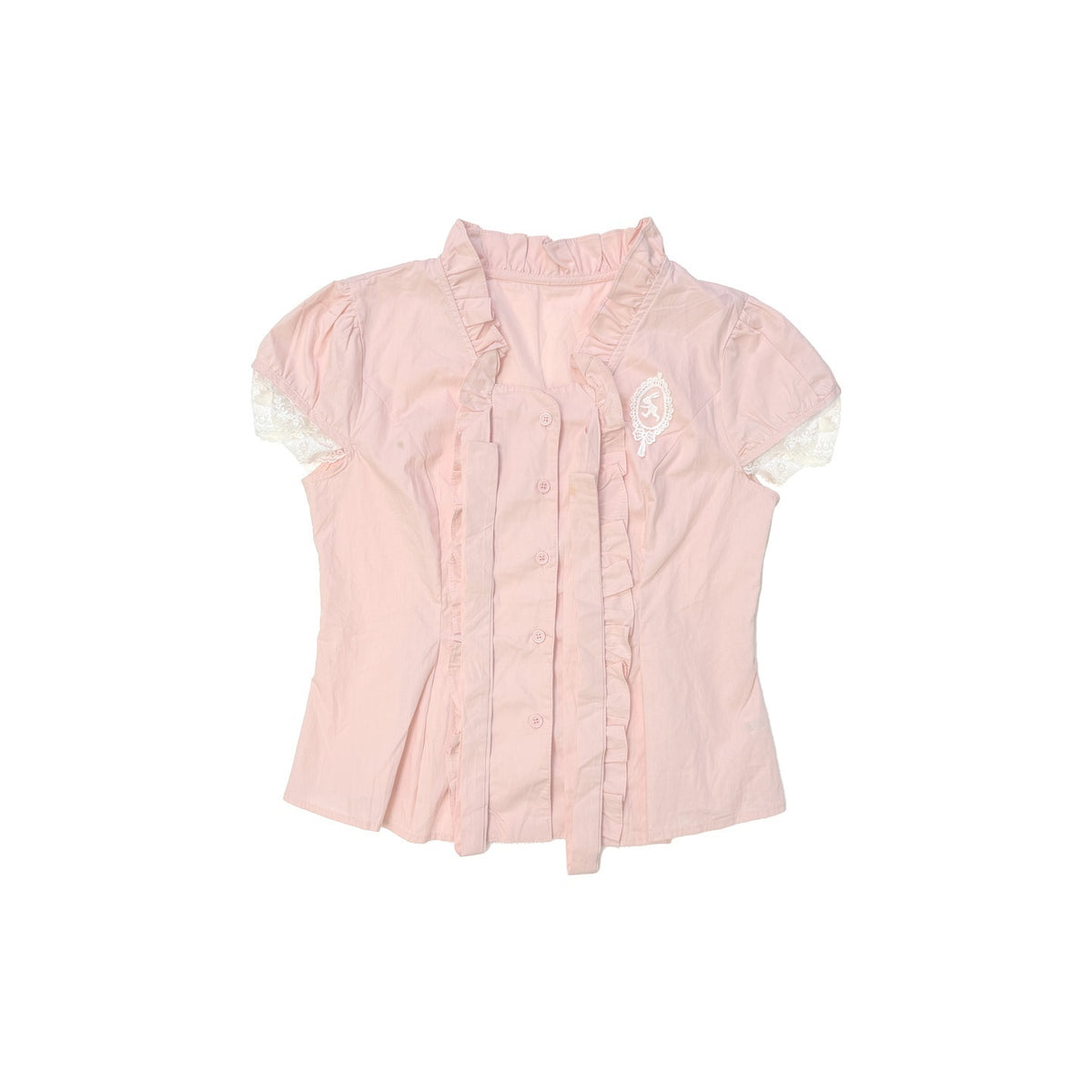 Ttsunami_Pink_Bow_Lace_Cutout_Back_Tie_Slim_Fit_Puff_Sleeve_Women&