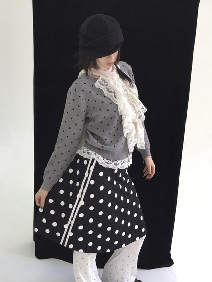 Ttsunami Polka Dot Lace Panel Slim Fit Women&