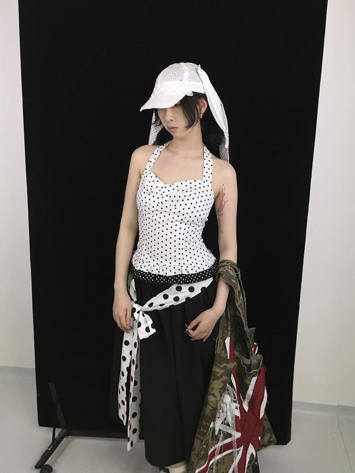 Ttsunami Polka Dot Lace Tie Back Backless Cropped Women&