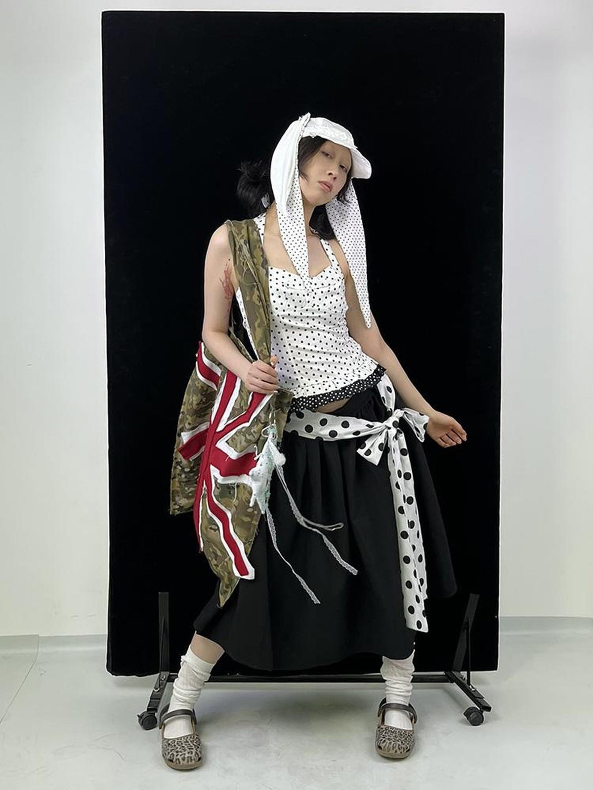 Ttsunami Polka Dot Lace Tie Back Backless Cropped Women&