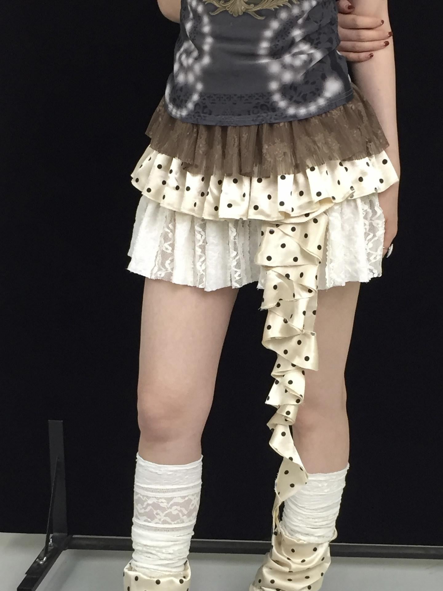 Ttsunami Polka Dot Ruffle Lace Patchwork Women&