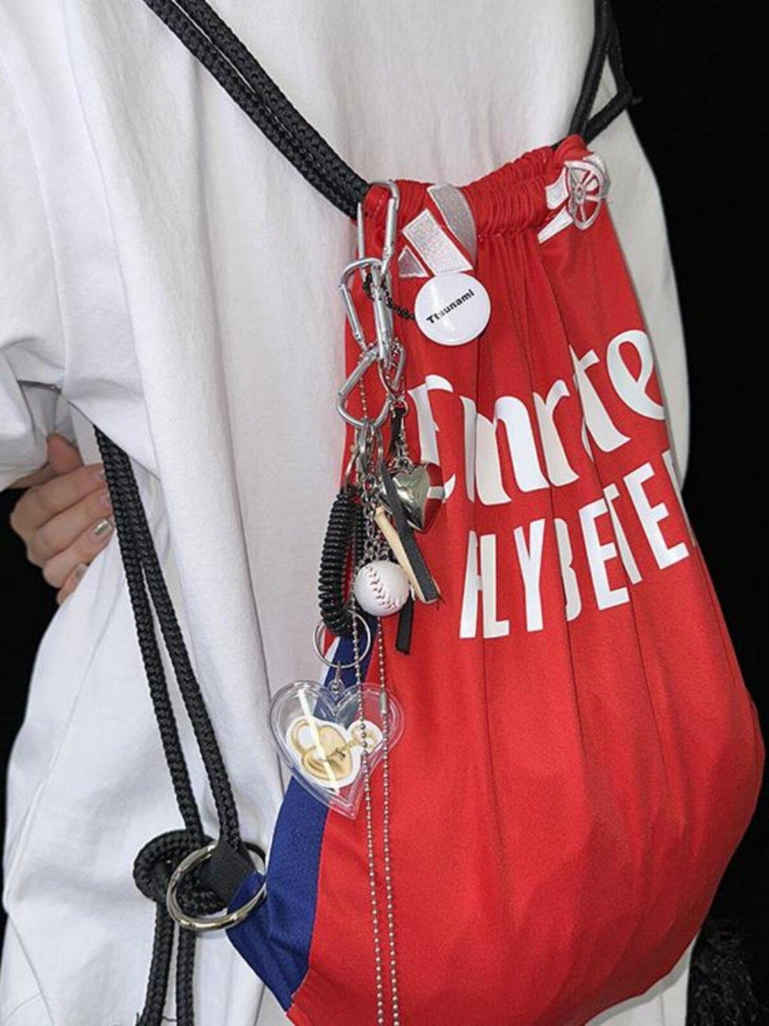 Ttsunami Red Jersey Patchwork Tassel Adjustable Women&