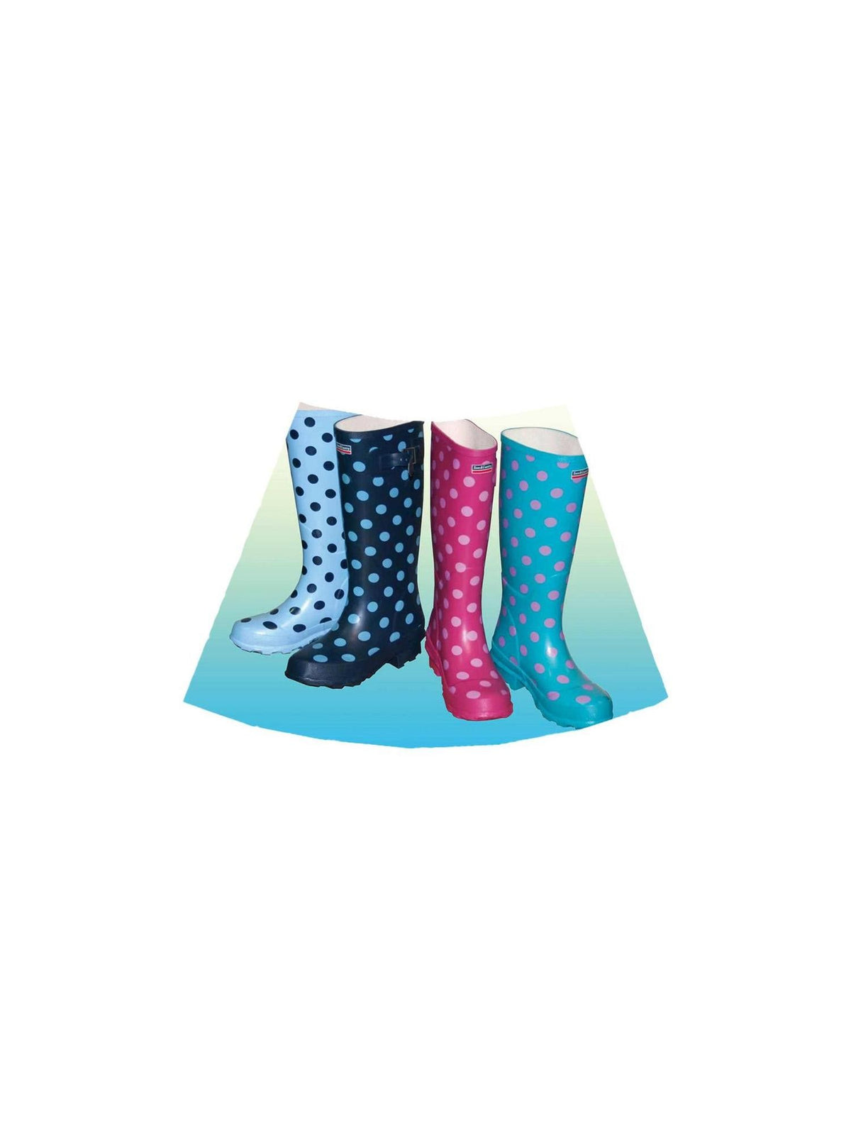 Ttsunami Saturated Blue Polka Dot Boot Print Mesh A Line Slim Women&