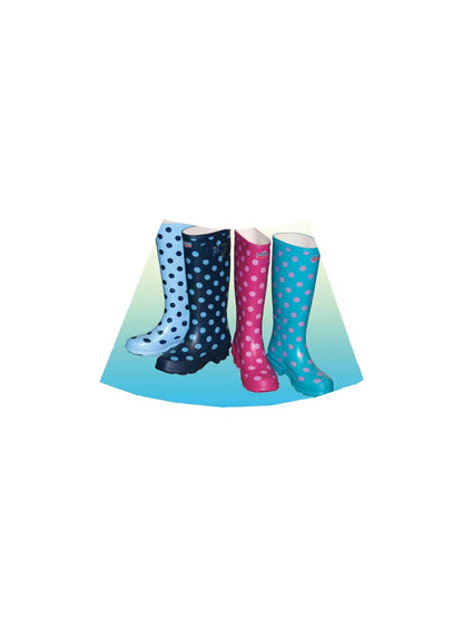 Ttsunami Saturated Blue Polka Dot Boot Print Mesh A Line Slim Women&