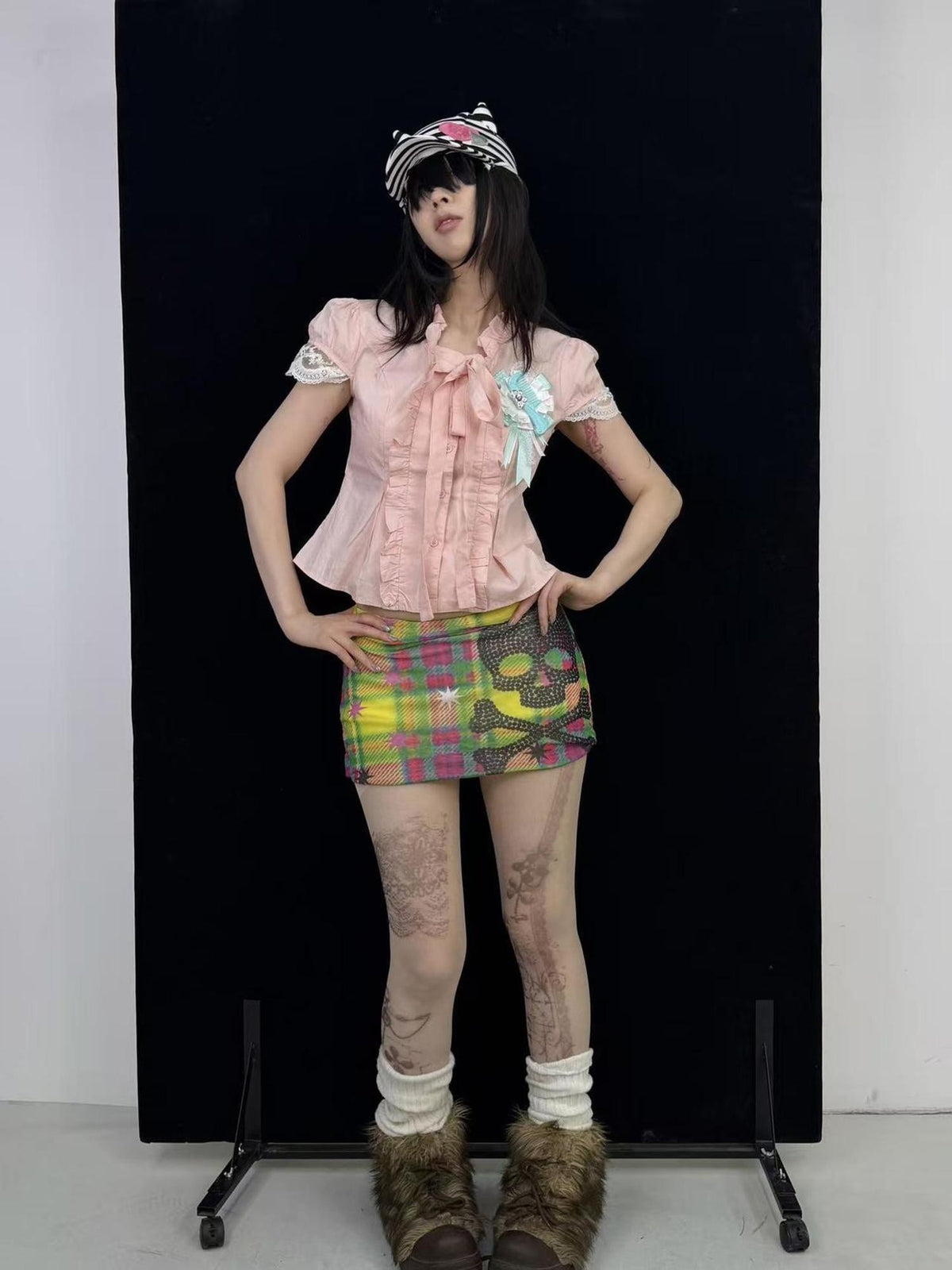 Ttsunami Supersaturated Skull Text Print Slim Fit A Line Women&