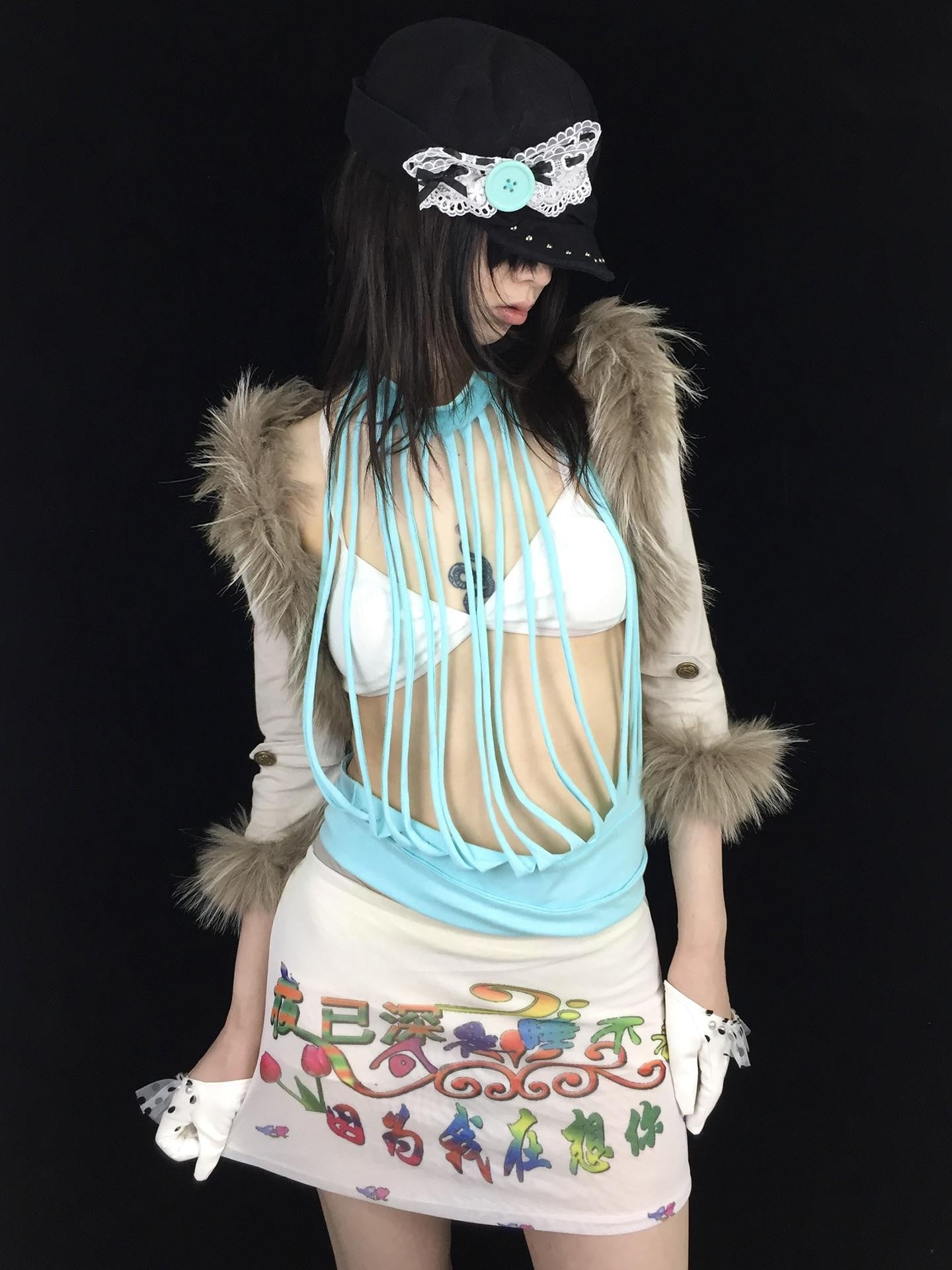 Ttsunami Supersaturated Skull Text Print Slim Fit A Line Women&