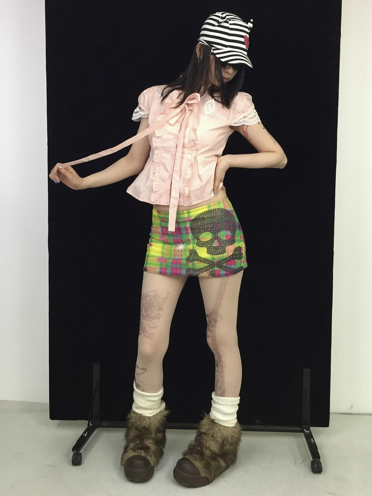 Ttsunami Supersaturated Skull Text Print Slim Fit A Line Women&