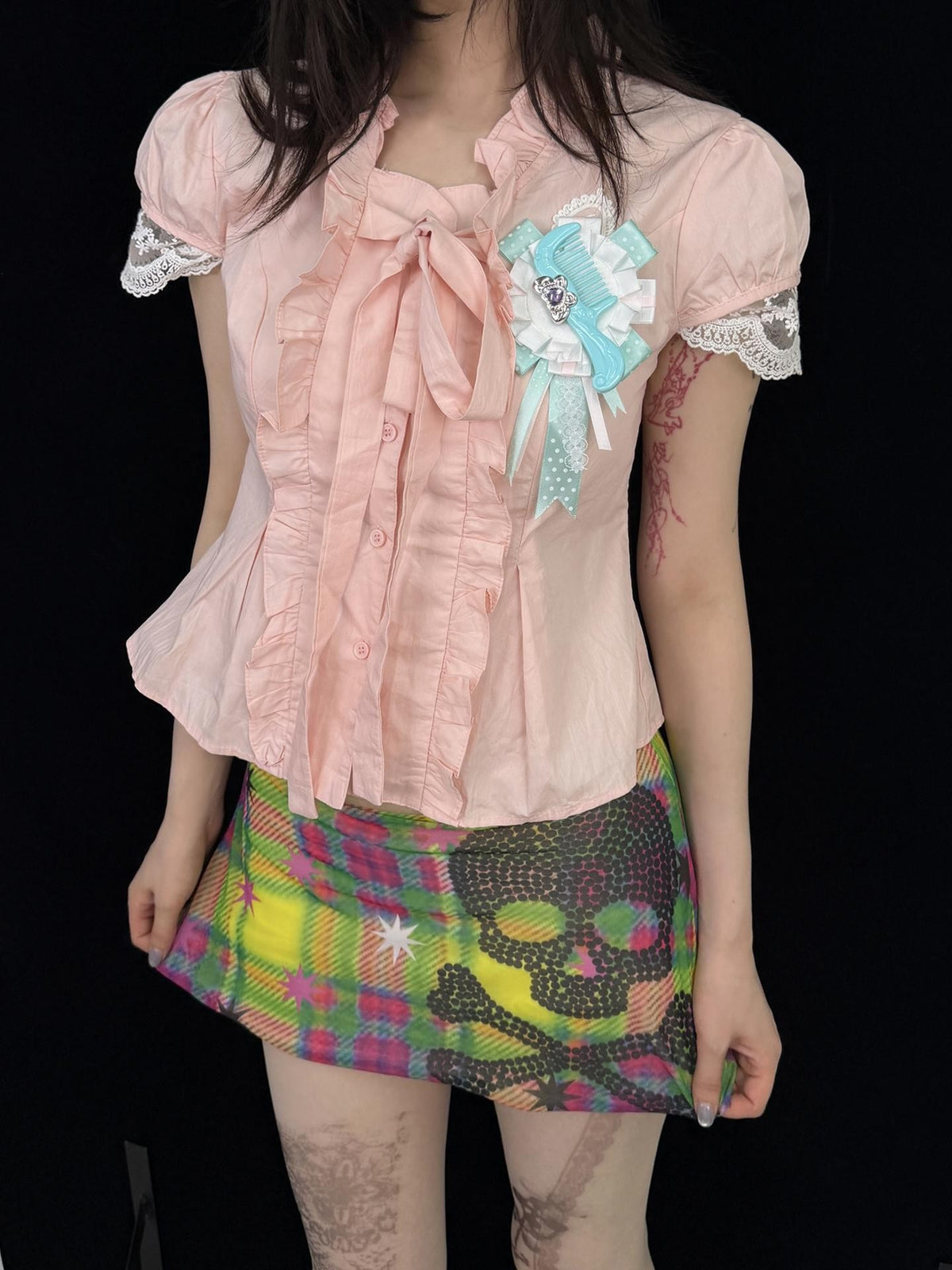 Ttsunami Supersaturated Skull Text Print Slim Fit A Line Women&