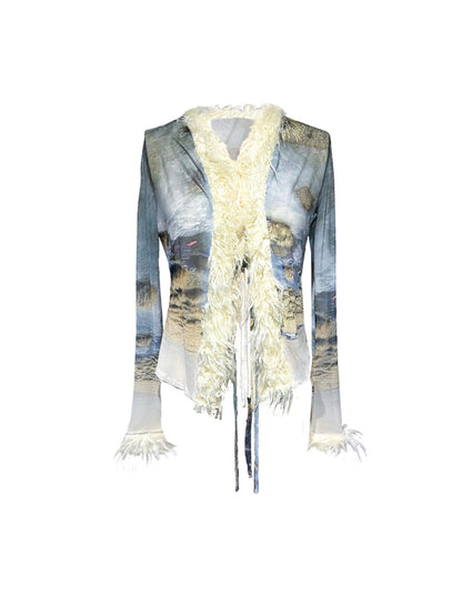 Ttsunami Tulle Fuzzy Ethnic Print Women&