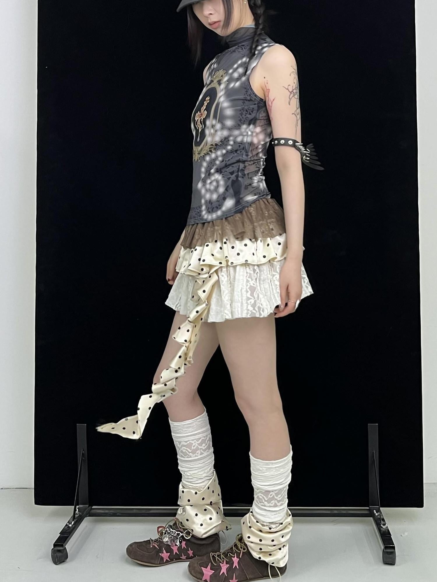 Ttsunami Two Tone Lace Patch Sparkling Reflective Polka Dot Women&