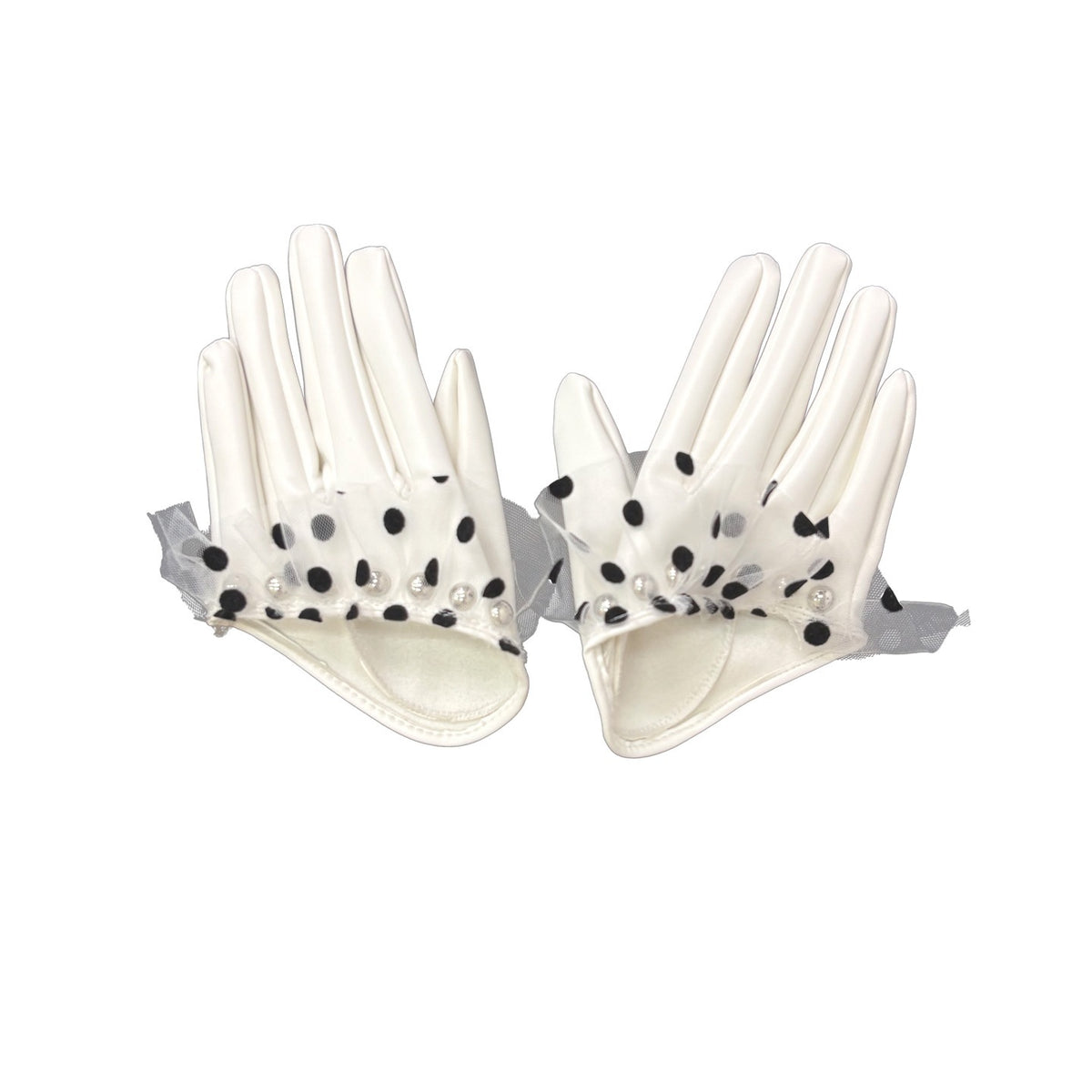 Ttsunami_White_Half_Finger_Spliced_Black_Polka_Dot_Leather_Look_Women&