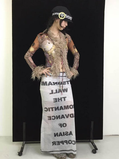 Ttsunami White Oversized Letter Mesh Blurred Print Women&