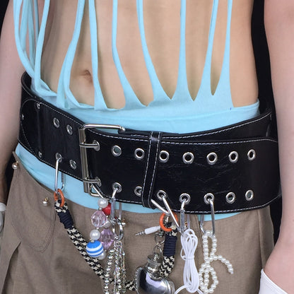 Ttsunami_Wide_Rivet_Lace_Trim_3_Layer_Diy_Multi_Hole_Black_Pu_Women&