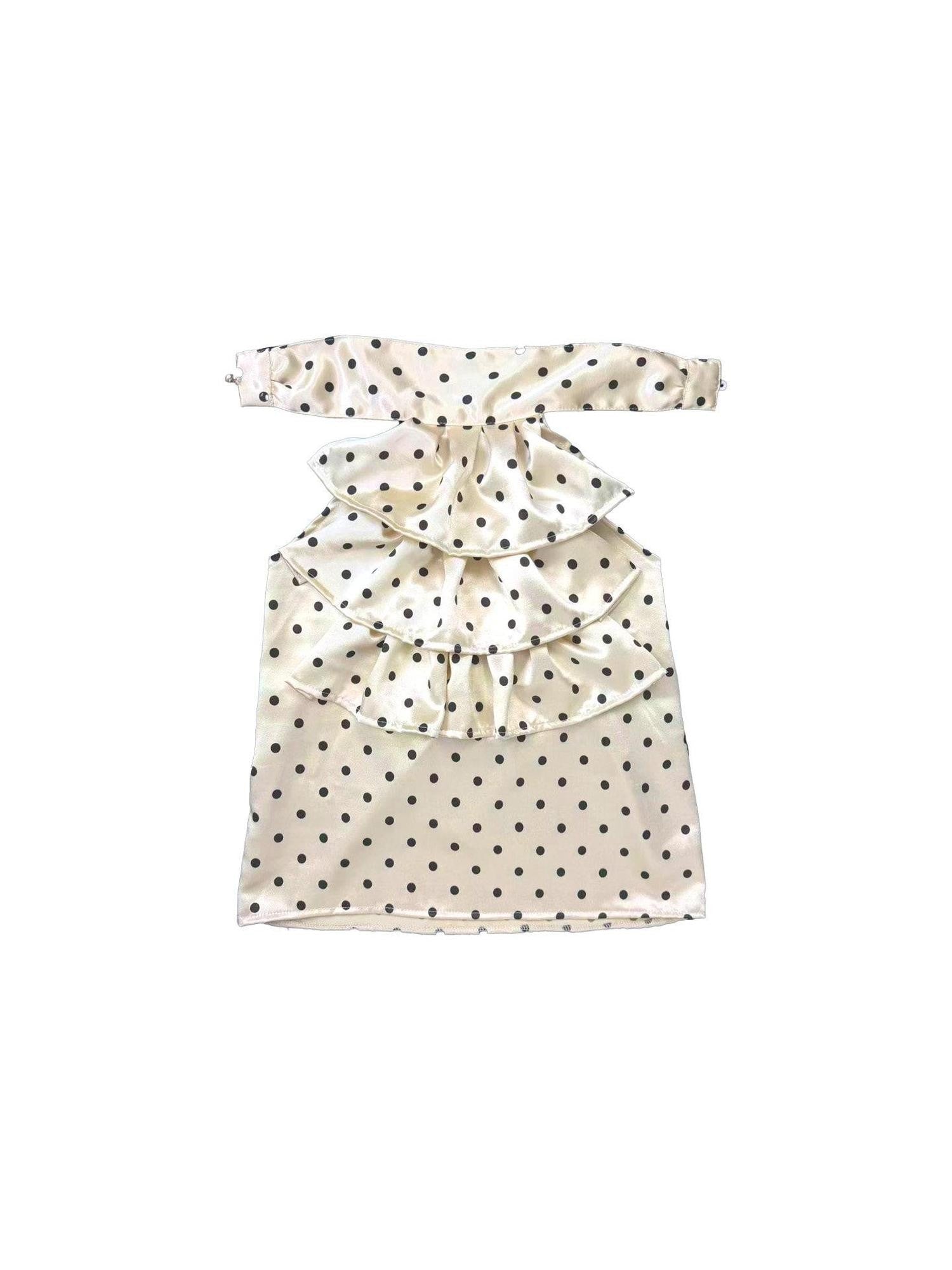 Ttsunami Yellow Black Polka Dot Ruffle Backless Women&