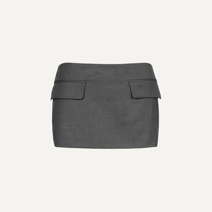 Tweed Adjustable Waist Merino Wool Skirt