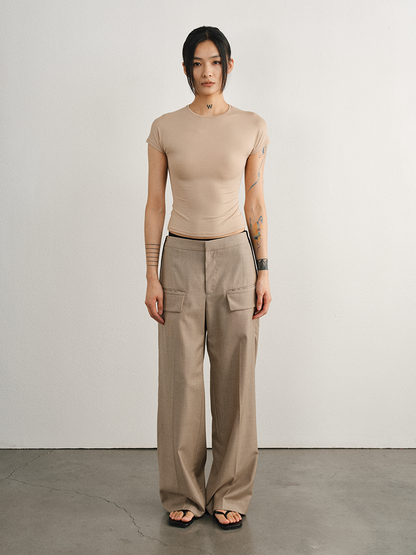 Tweed Wool Adjustable Waist Trousers