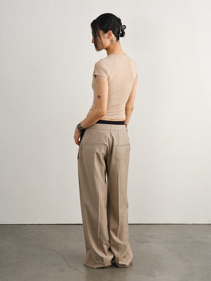 Tweed Wool Adjustable Waist Trousers