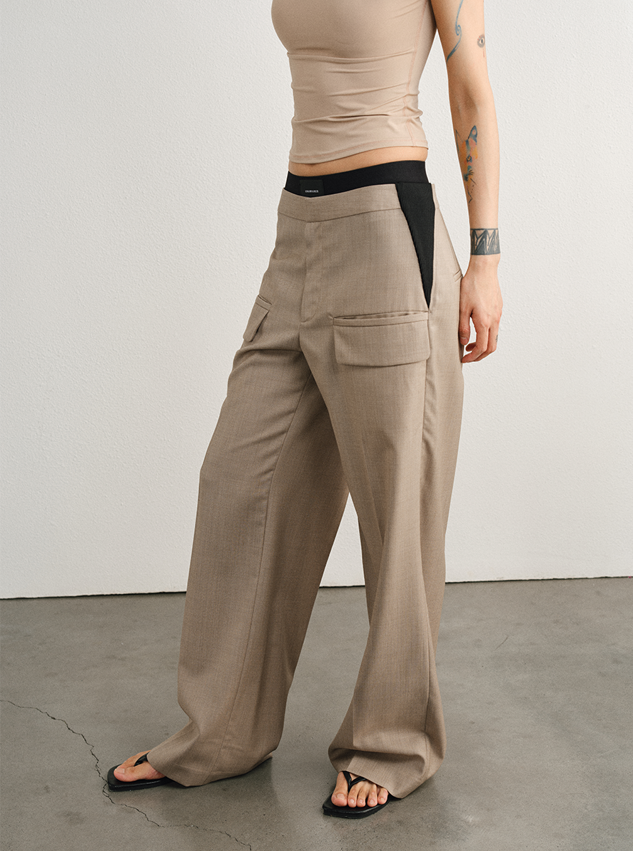 Tweed Wool Adjustable Waist Trousers