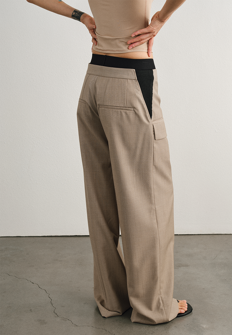 Tweed Wool Adjustable Waist Trousers