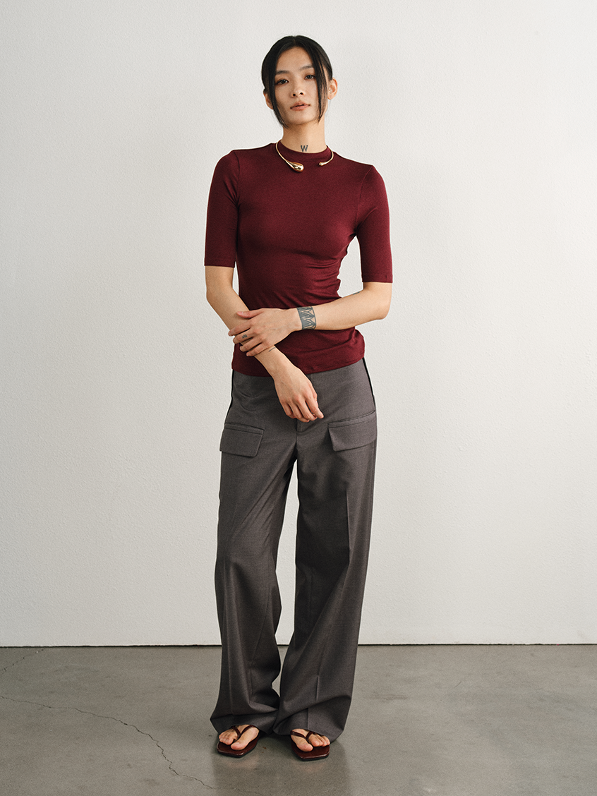 Tweed Wool Adjustable Waist Trousers