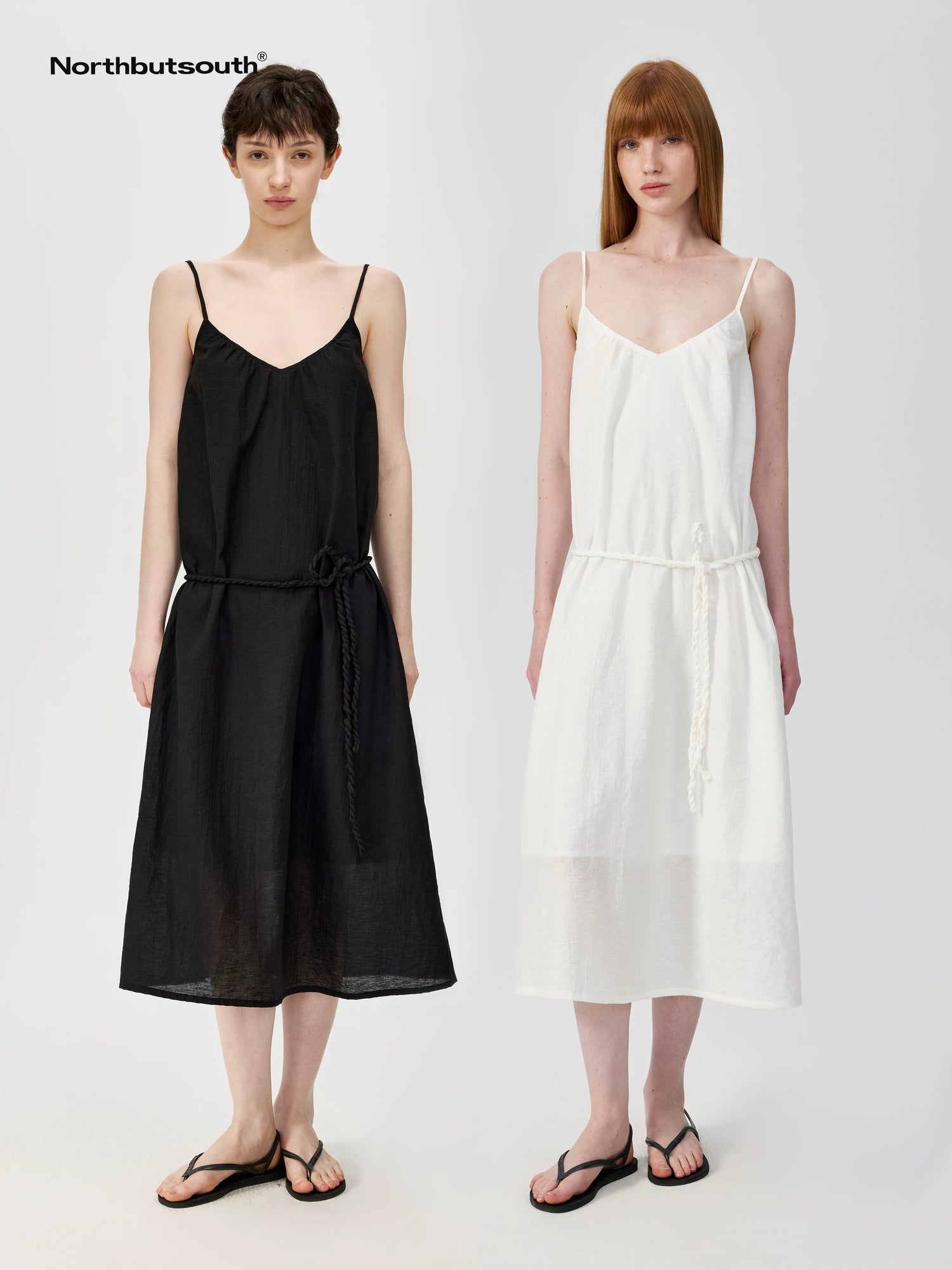 Twist Knot V-Neck Adjustable Strap Textured Midi Dress