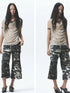 Two Sided Draped Print Knit Vest With Shoulder Pin