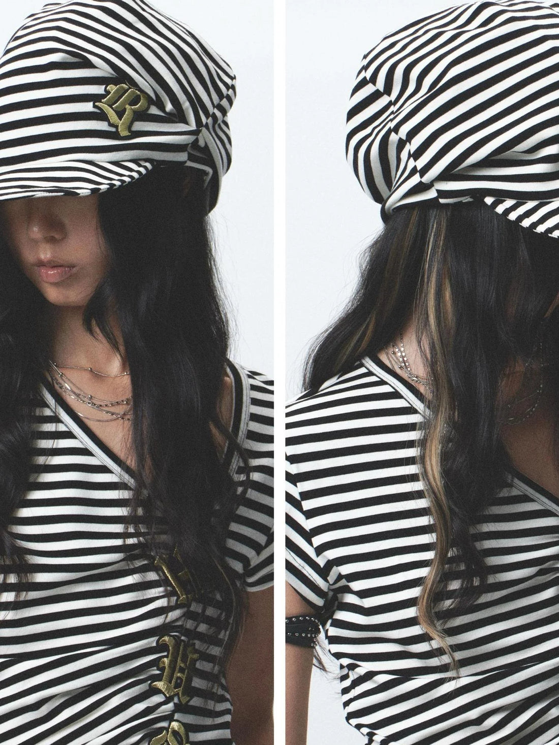 Two Tone Stackable Beanie Leopard Striped