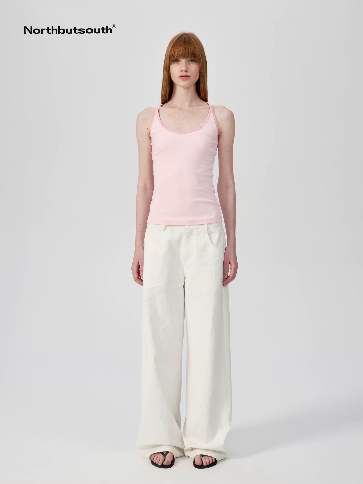 U Neck Color Block Slim Fit Strap Tank Top