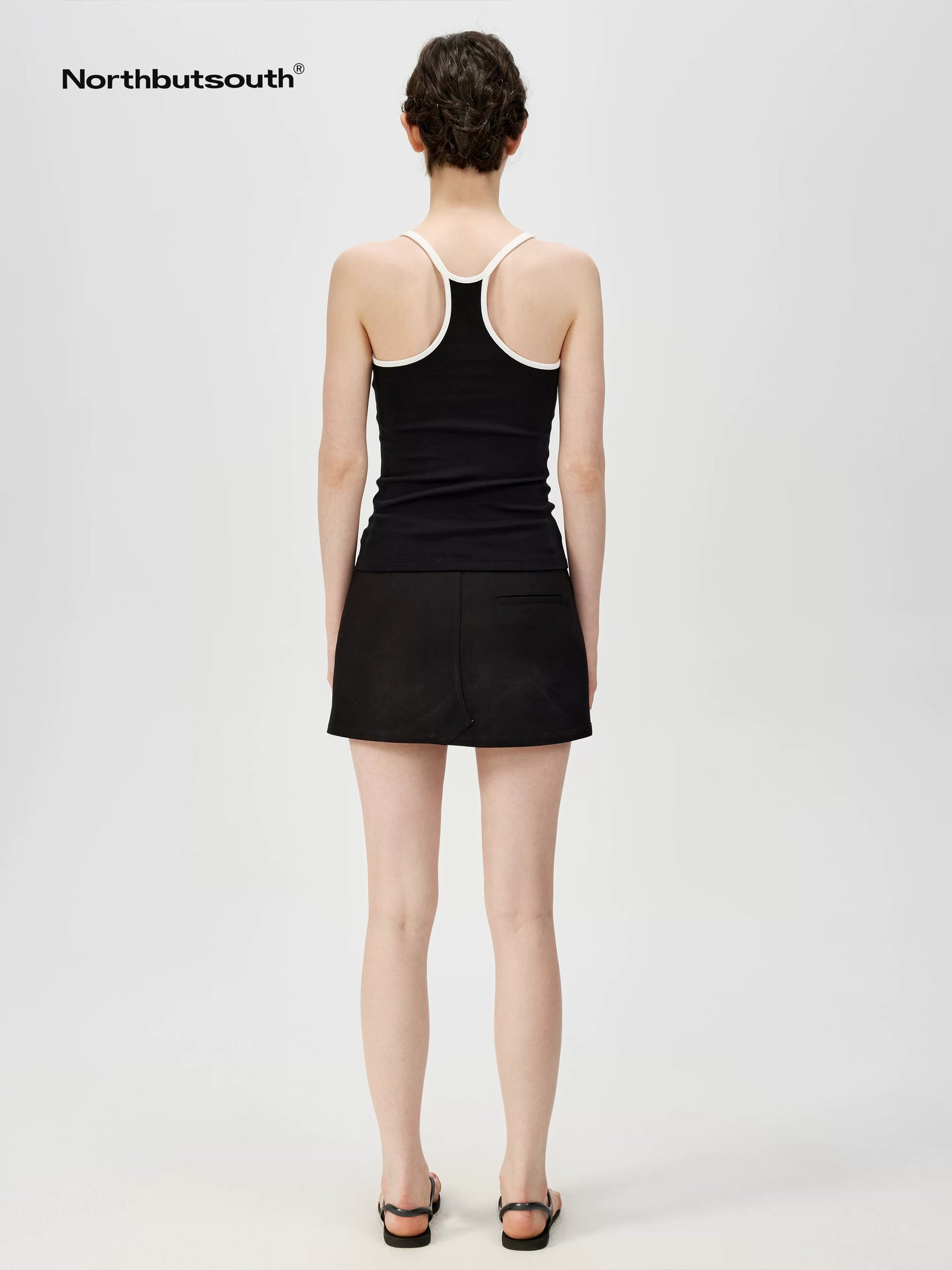 U Neck Color Block Slim Fit Strap Tank Top