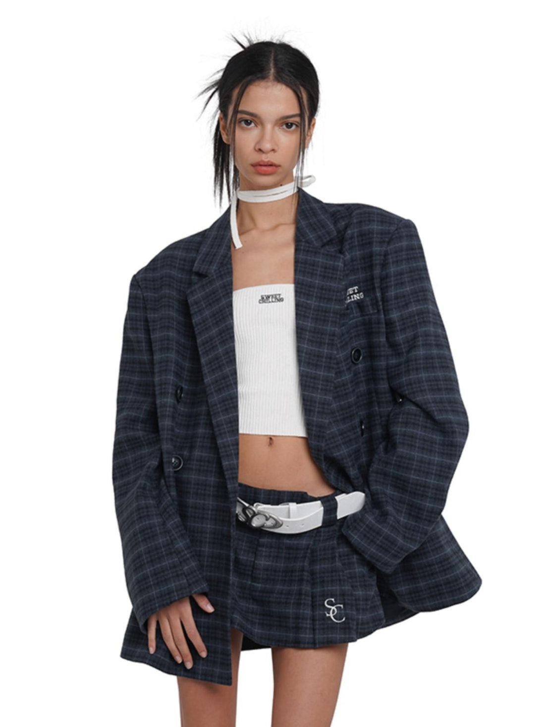 SweetChilling Unisex Boyfriend Plaid Wool Blazer Casual Jacket