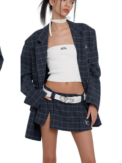 SweetChilling Unisex Boyfriend Plaid Wool Blazer Casual Jacket