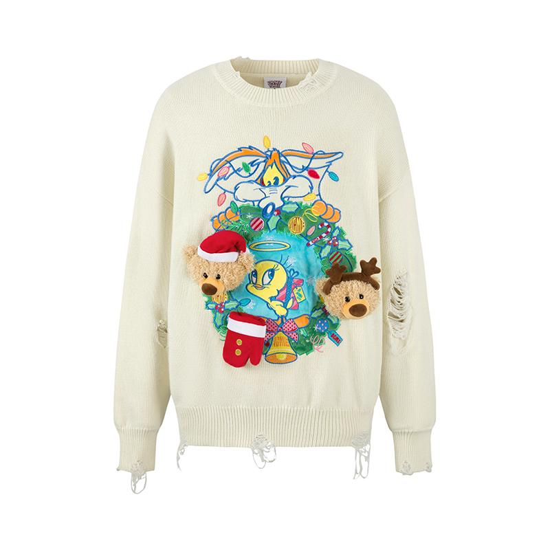 Unisex Bugs Bunny Collab Distressed Knit Sweatersweaters