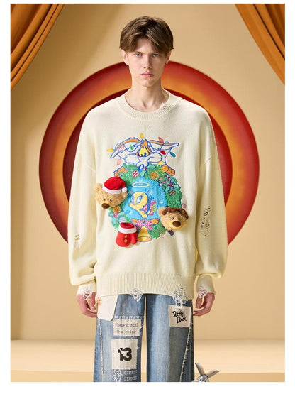 Unisex Bugs Bunny Collab Distressed Knit Sweatersweaters