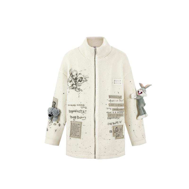 Unisex Bugs Bunny Collab Graffiti Sherpa Jacketbolero Jackets