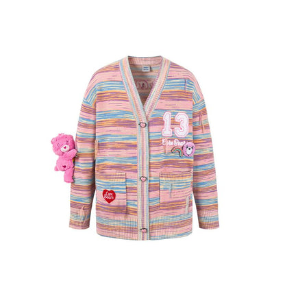 Unisex Care Bears Retro Striped Knit Cardigansweaters