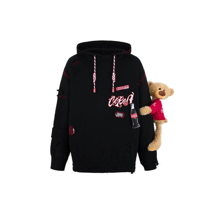 Unisex Coca-Cola Collab Patchwork Hoodie Sweatersweaters