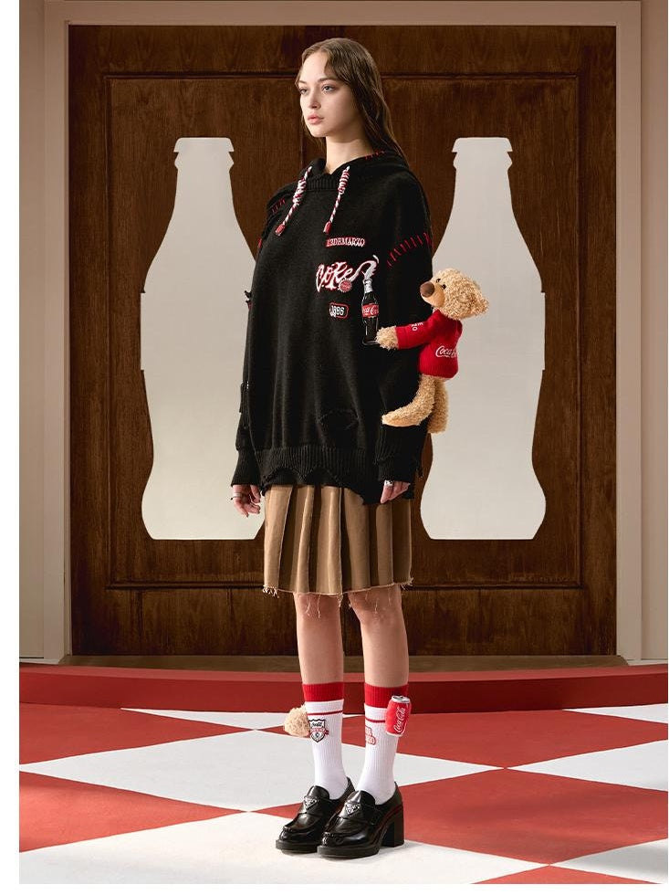 Unisex Coca-Cola Collab Patchwork Hoodie Sweatersweaters