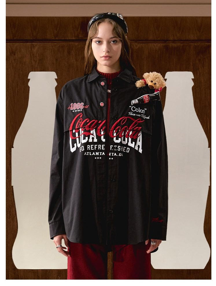 Unisex Coca-Cola Collab Patchwork Street Shirtshirts