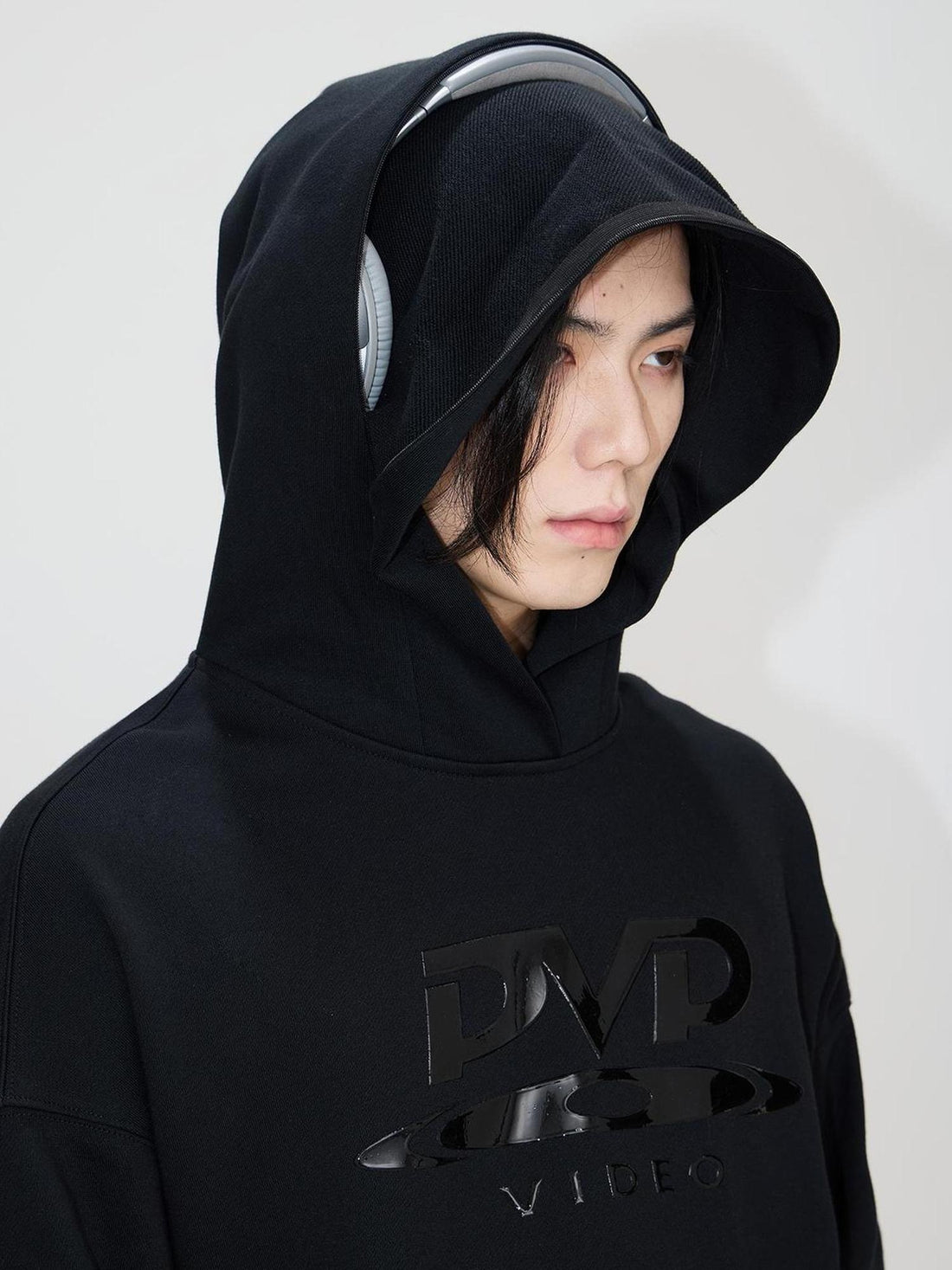 Peoplesense Unisex Cotton Hoodie With Hidden Zipper Silicone Print Relaxed Fit
