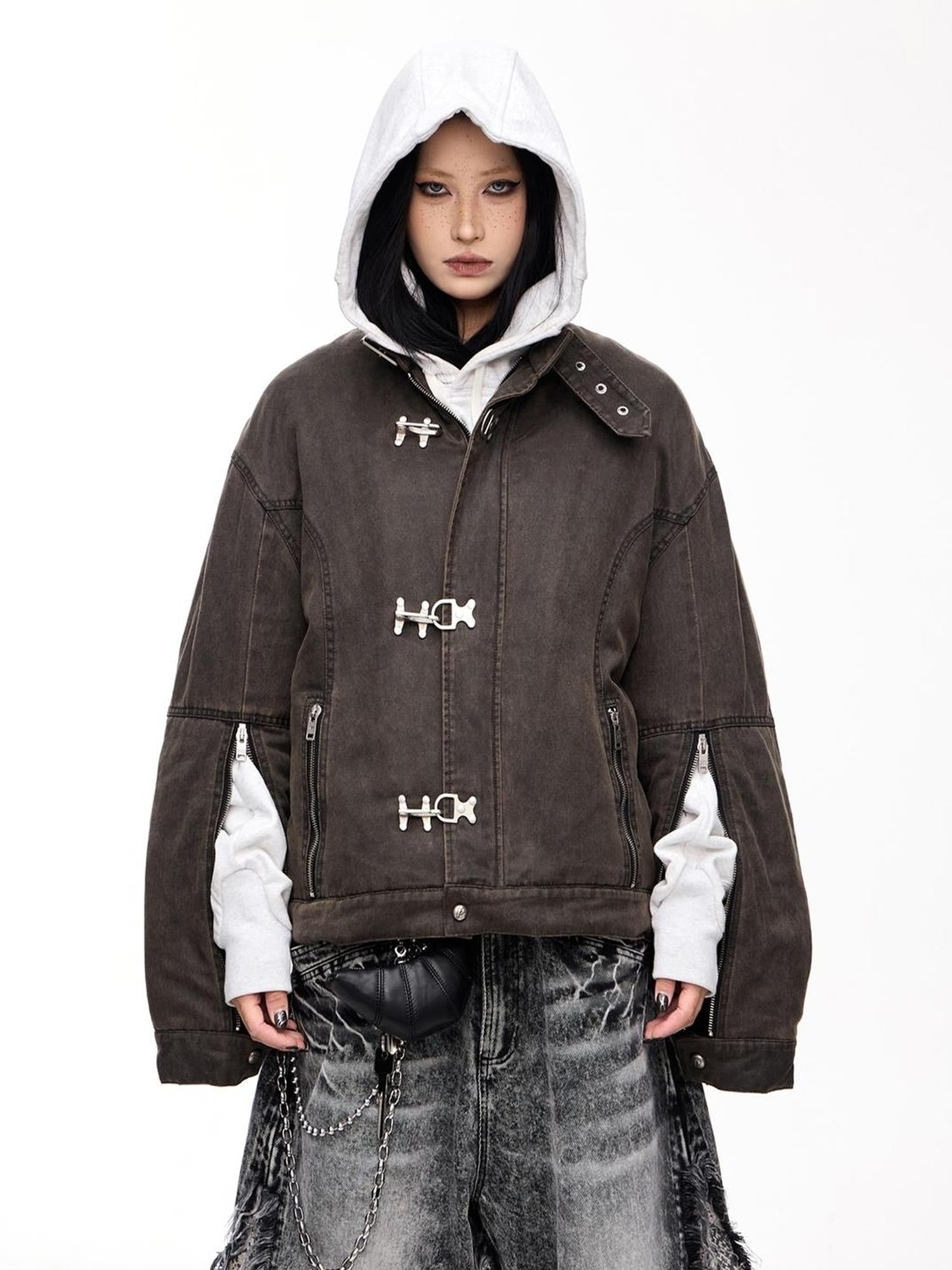 Peoplesense Unisex Deconstructed Washed Cotton Oversized Jacket