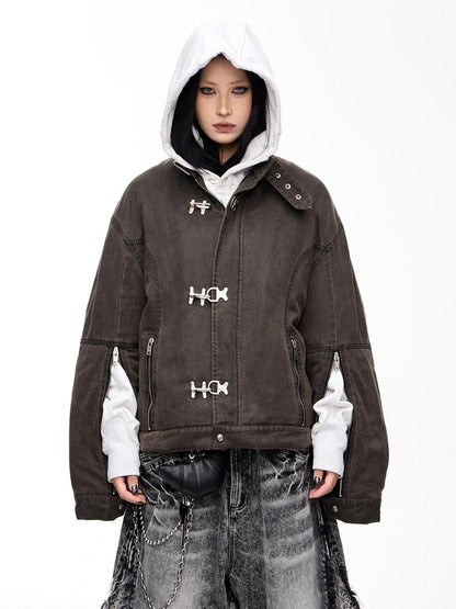 Peoplesense Unisex Deconstructed Washed Cotton Oversized Jacket