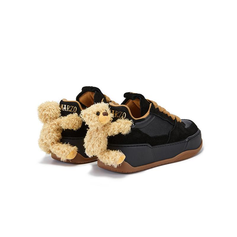 Unisex Detachable Plush Sneakers With Chunky Solefashion Casual Shoes