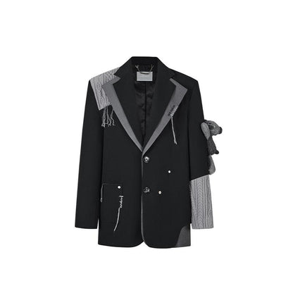 Unisex Knit-Paneled Pleated Blazer | Stylish &amp; Versatilesuits