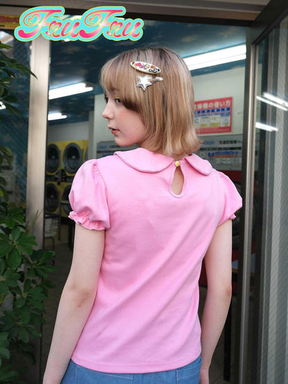 Frufru Gulu Unlined Cotton Loose Fit PVC Sleeve Top S M Size Manual Measure 1 3 Cm Error