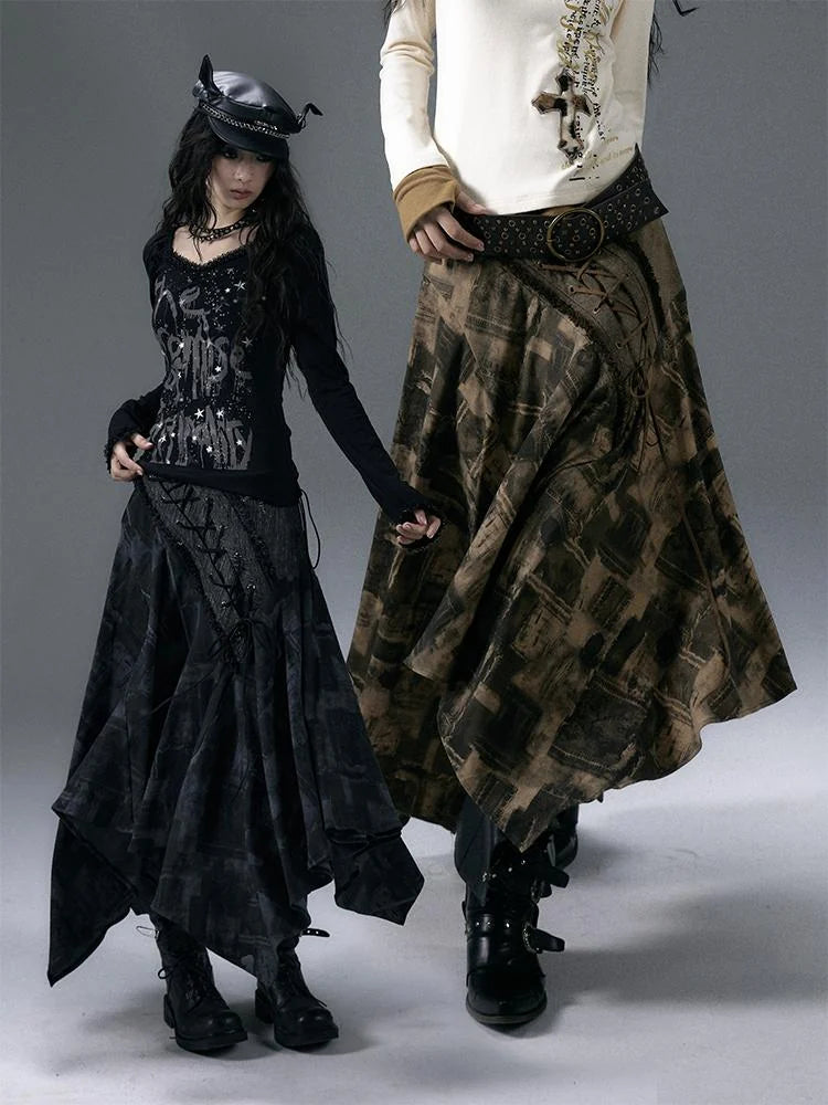 Urban Punk Rock Studded Asymmetrical Long Dresses