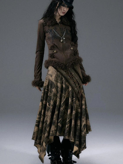 Urban Punk Rock Studded Asymmetrical Long Dresses