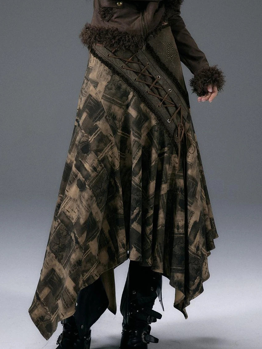 Urban Punk Rock Studded Asymmetrical Long Dresses