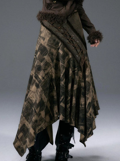 Urban Punk Rock Studded Asymmetrical Long Dresses